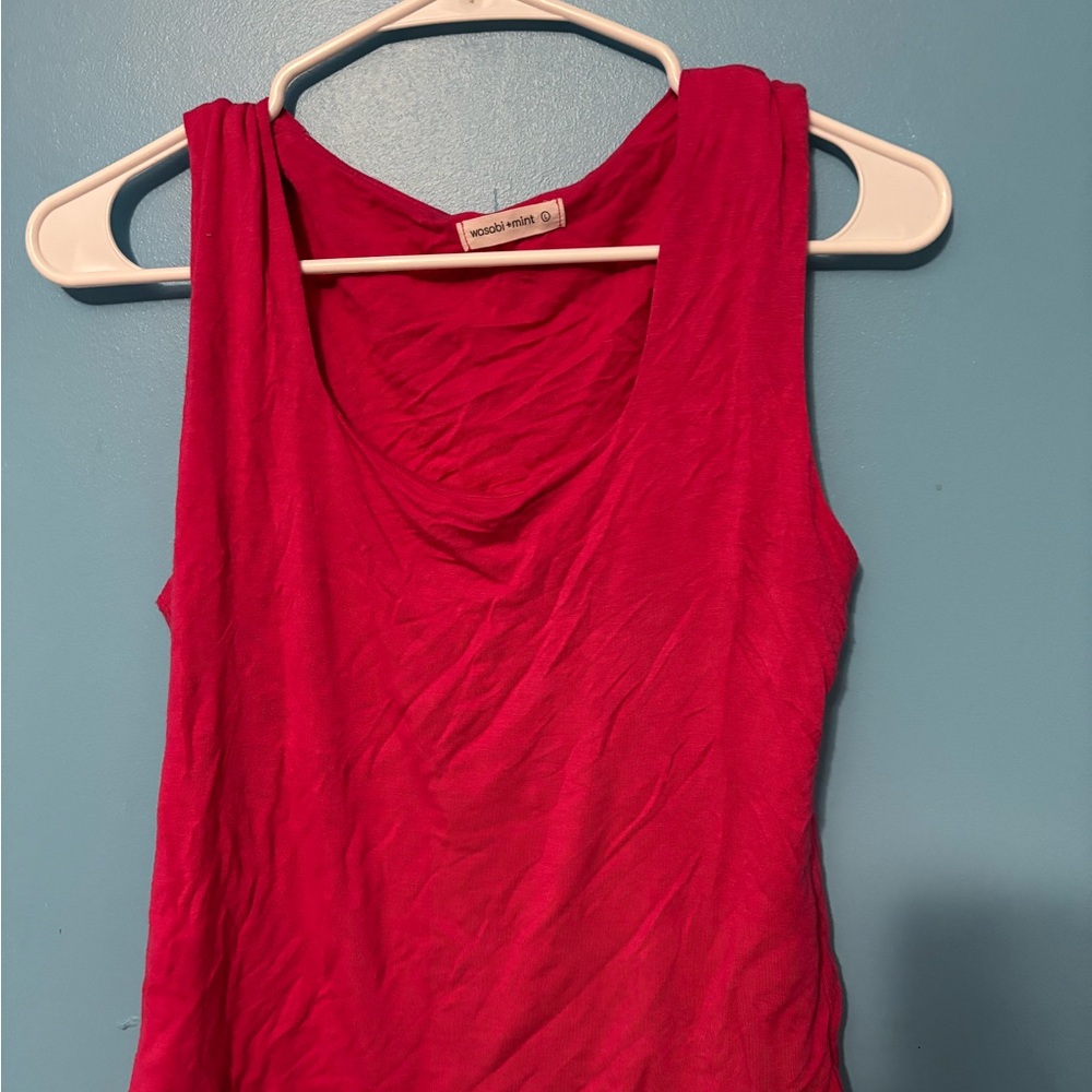 Vibrant Pink Fitted Square Neck Tank Top